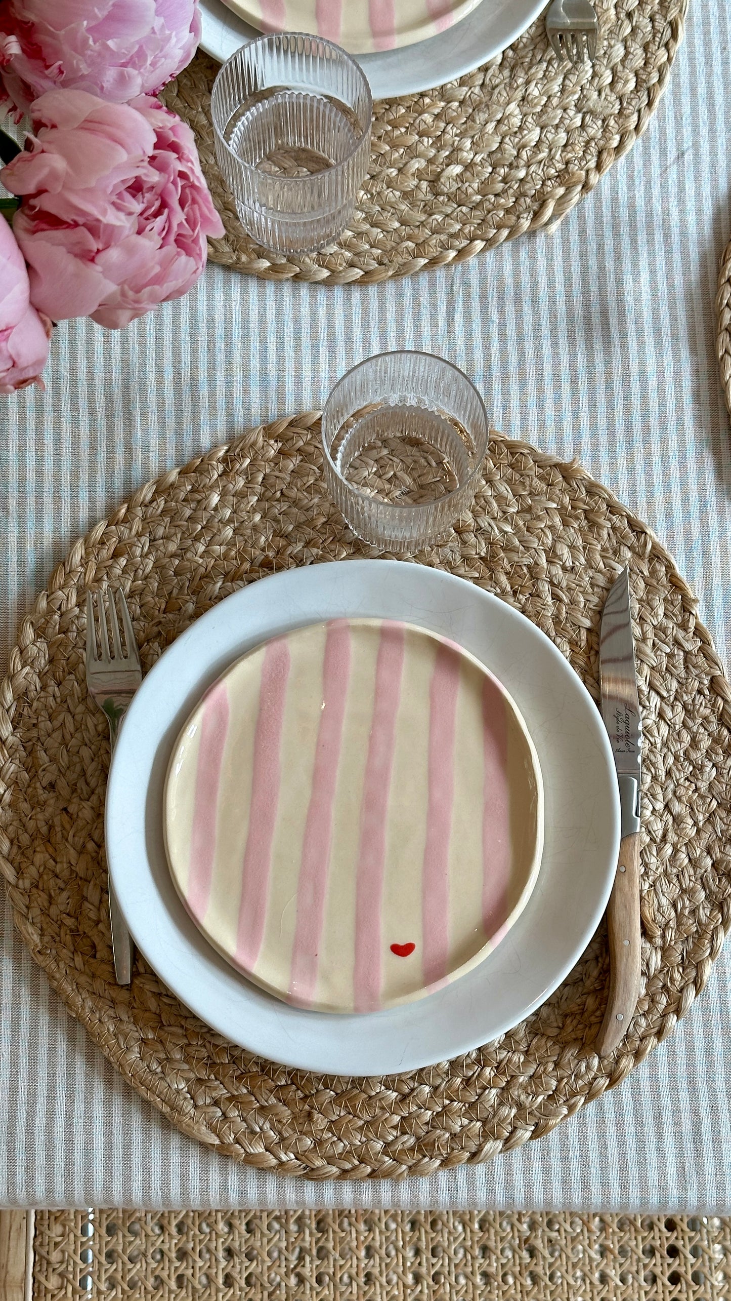 Dessert plate - Pink stripes