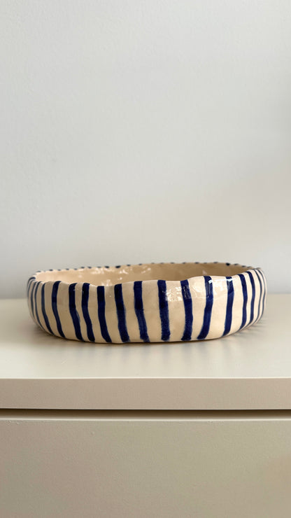 Large bowl - Navy blue stripes
